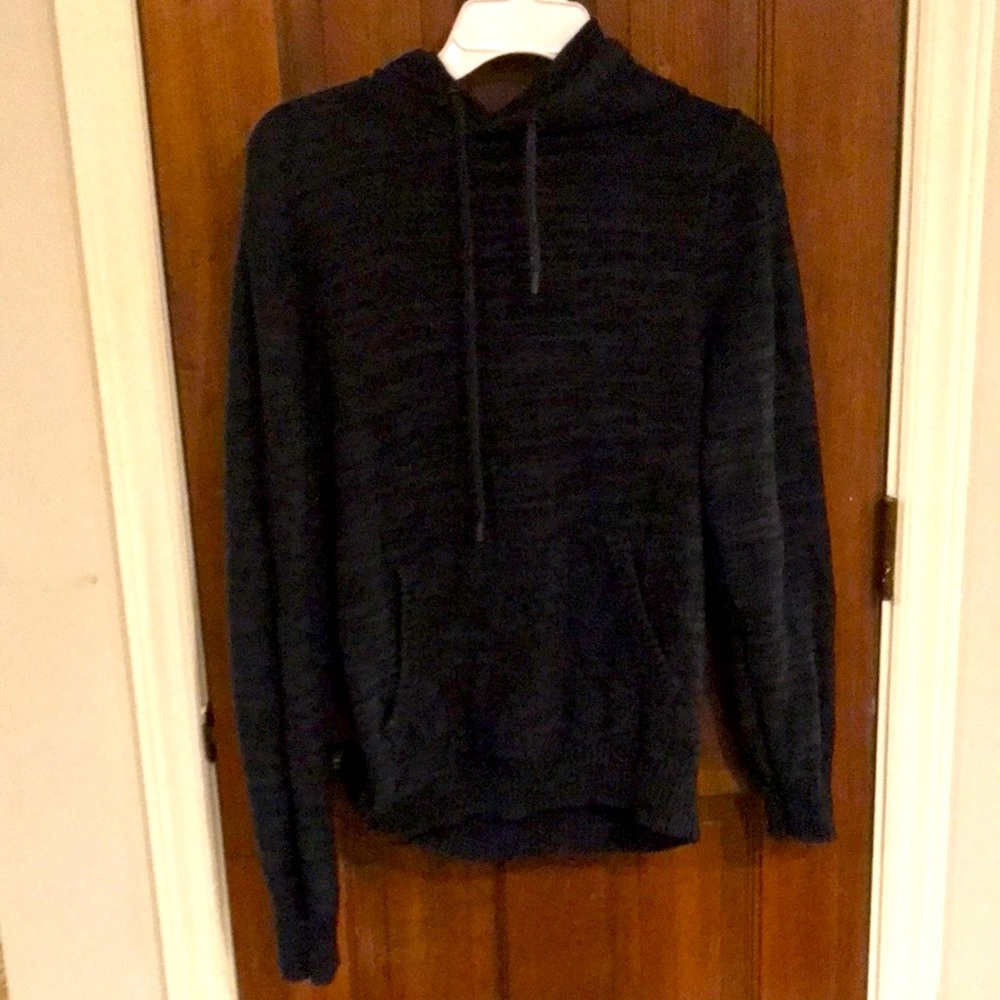 Heathered black urban pipeline hoodie sweater with kangaroo pocket Men’s Med